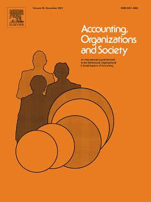 Okładka czasopisma: Accounting, Organizations and Society